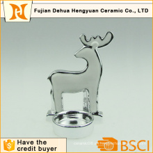 Plating Ceramic Deer forma titular de la vela para la decoración de Navidad